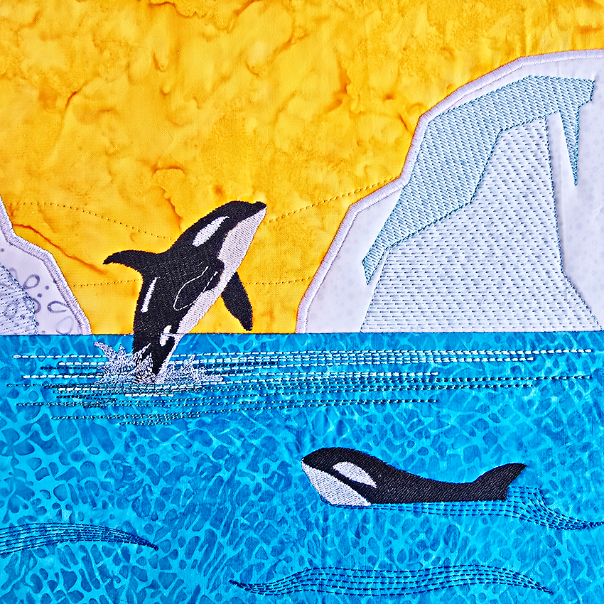 Orca Scene Hanger In the hoop machine embroidery designs