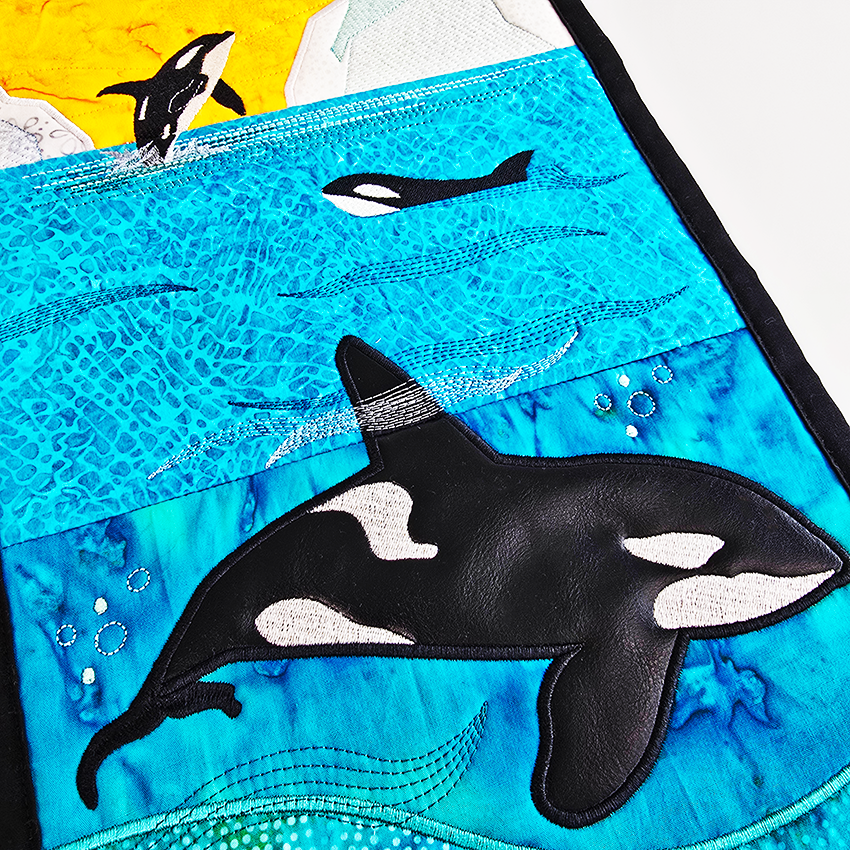 Orca Scene Hanger In the hoop machine embroidery designs