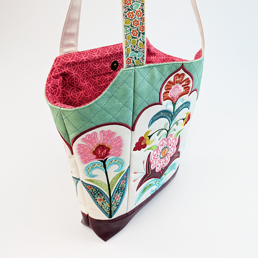 Ornamental Flower Handbag machine embroidery and sewing design