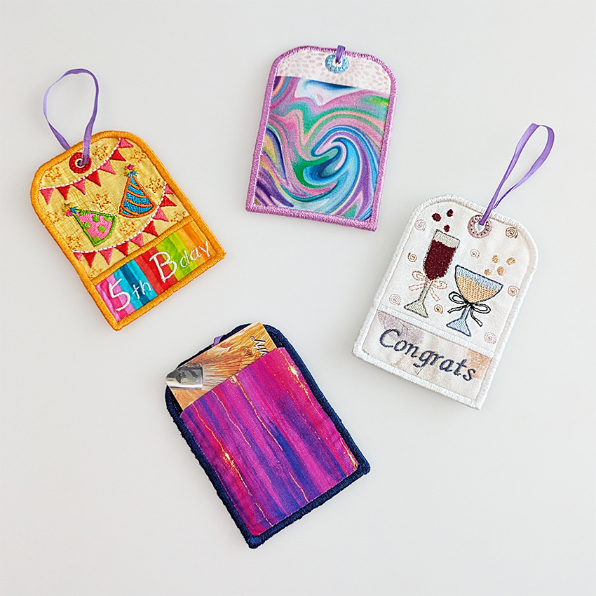 party gift tags styled with gift card in back of ith project