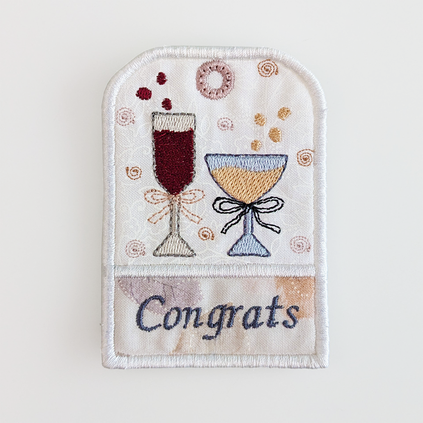 party gift tags congrats wine glasses