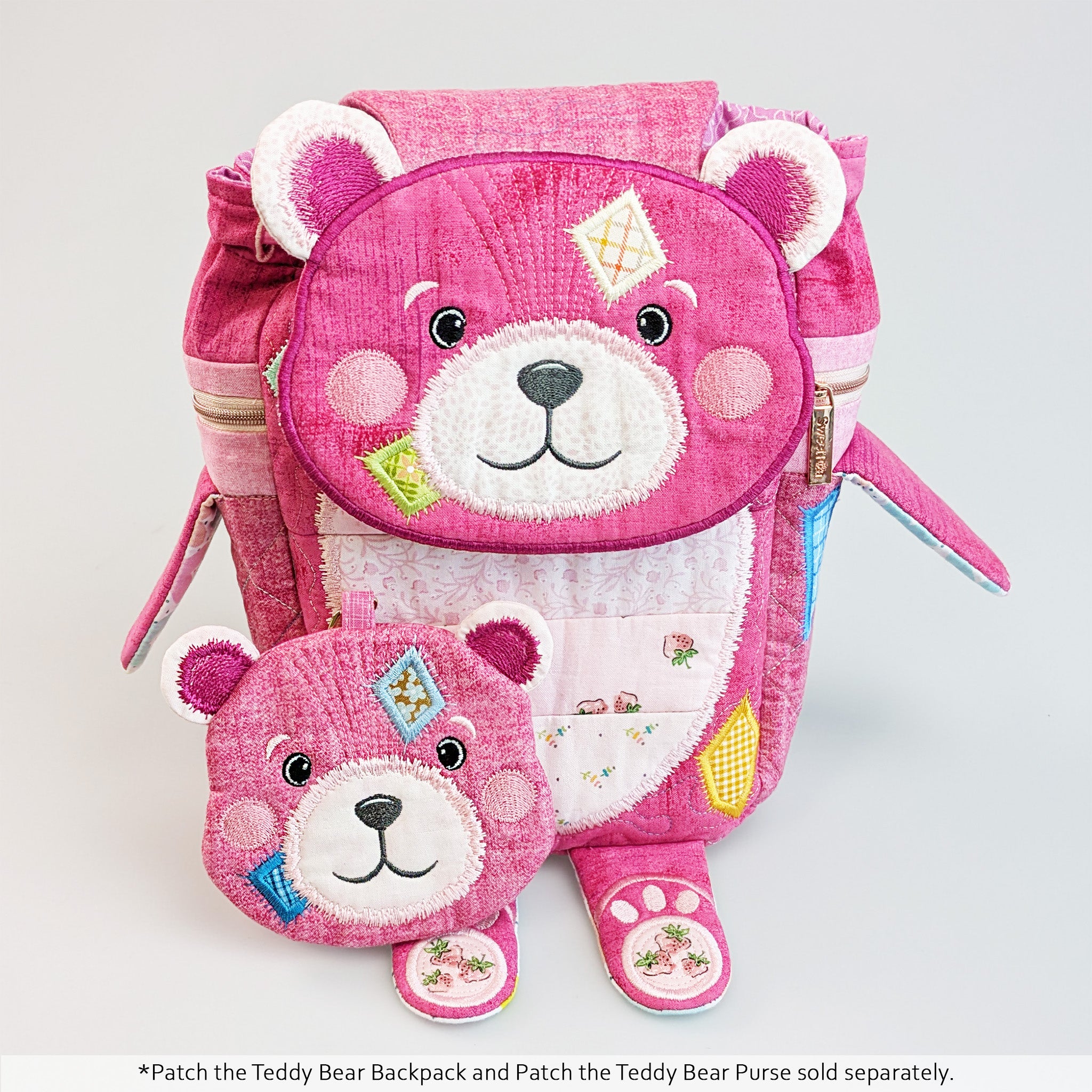 Patch the Teddy Bear Backpack In the hoop machine embroidery designs