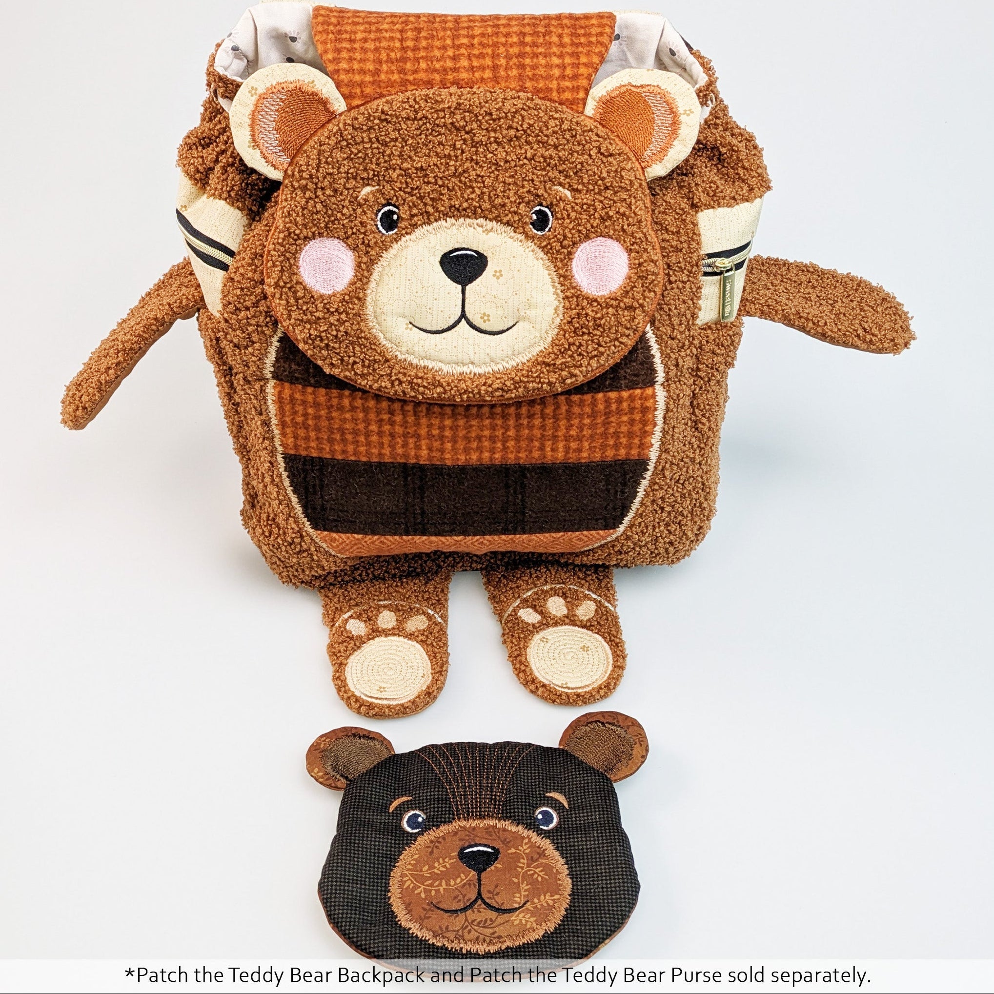 Patch the Teddy Bear Purse In the hoop machine embroidery designs