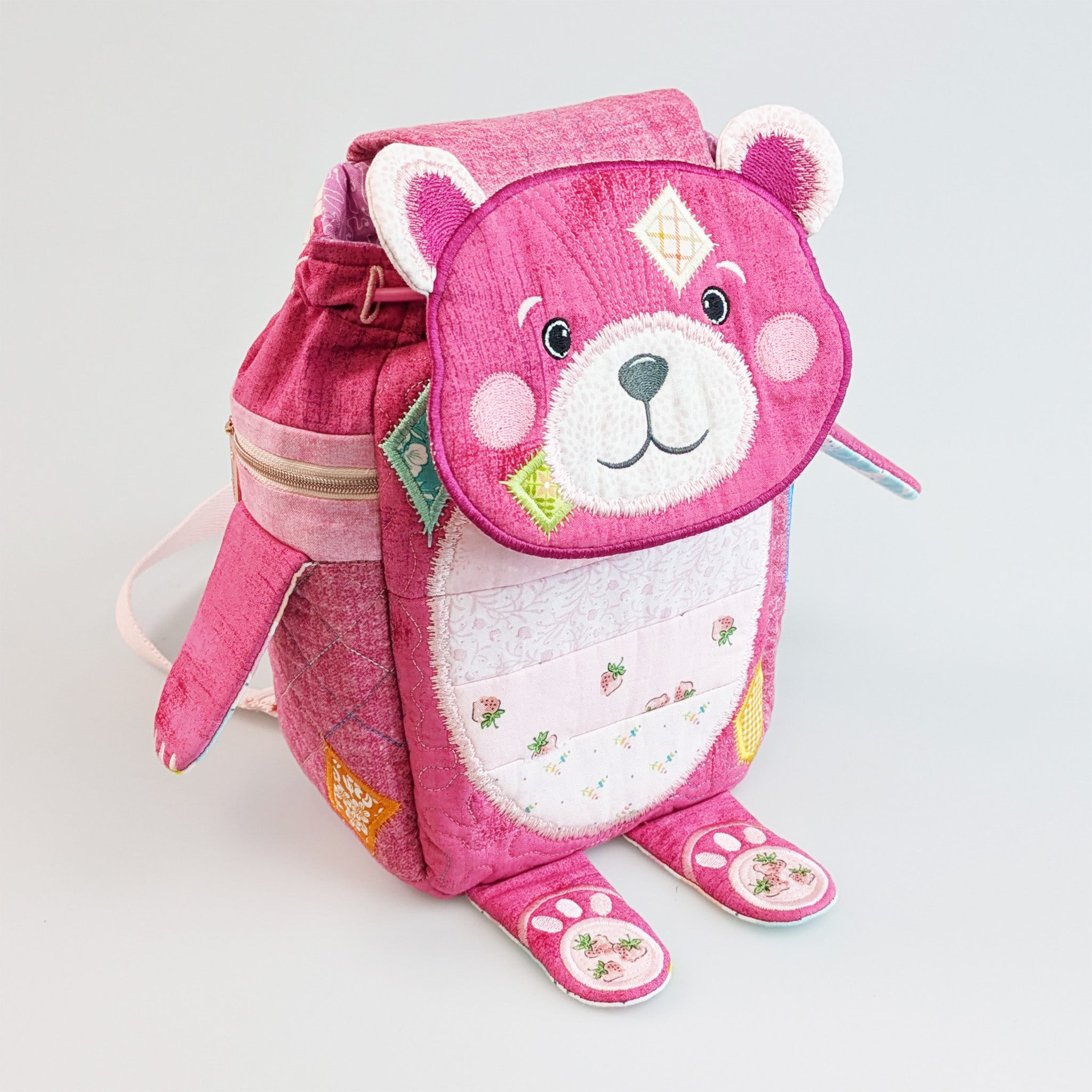 Patch the Teddy Bear Backpack In the hoop machine embroidery designs