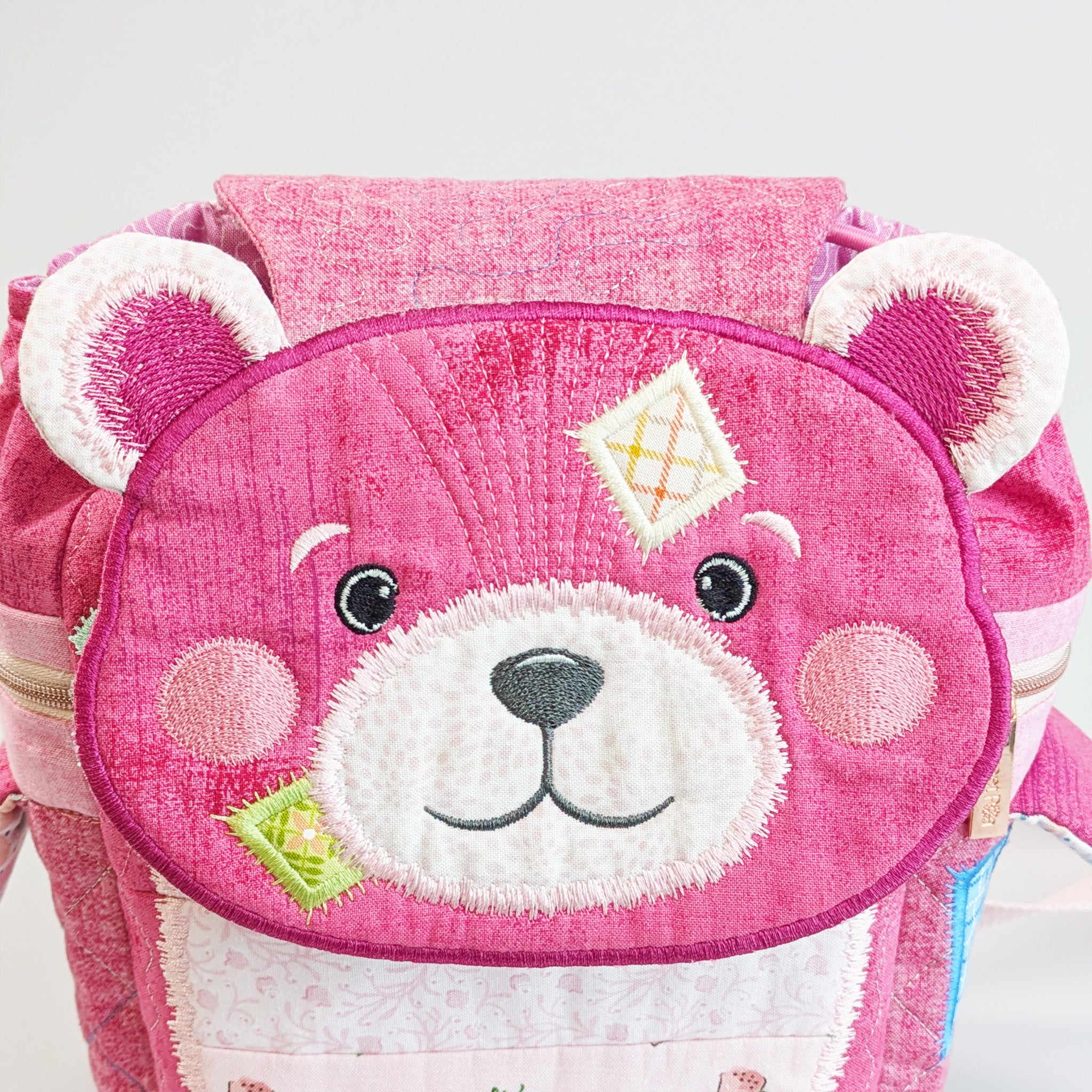 Patch the Teddy Bear Backpack In the hoop machine embroidery designs