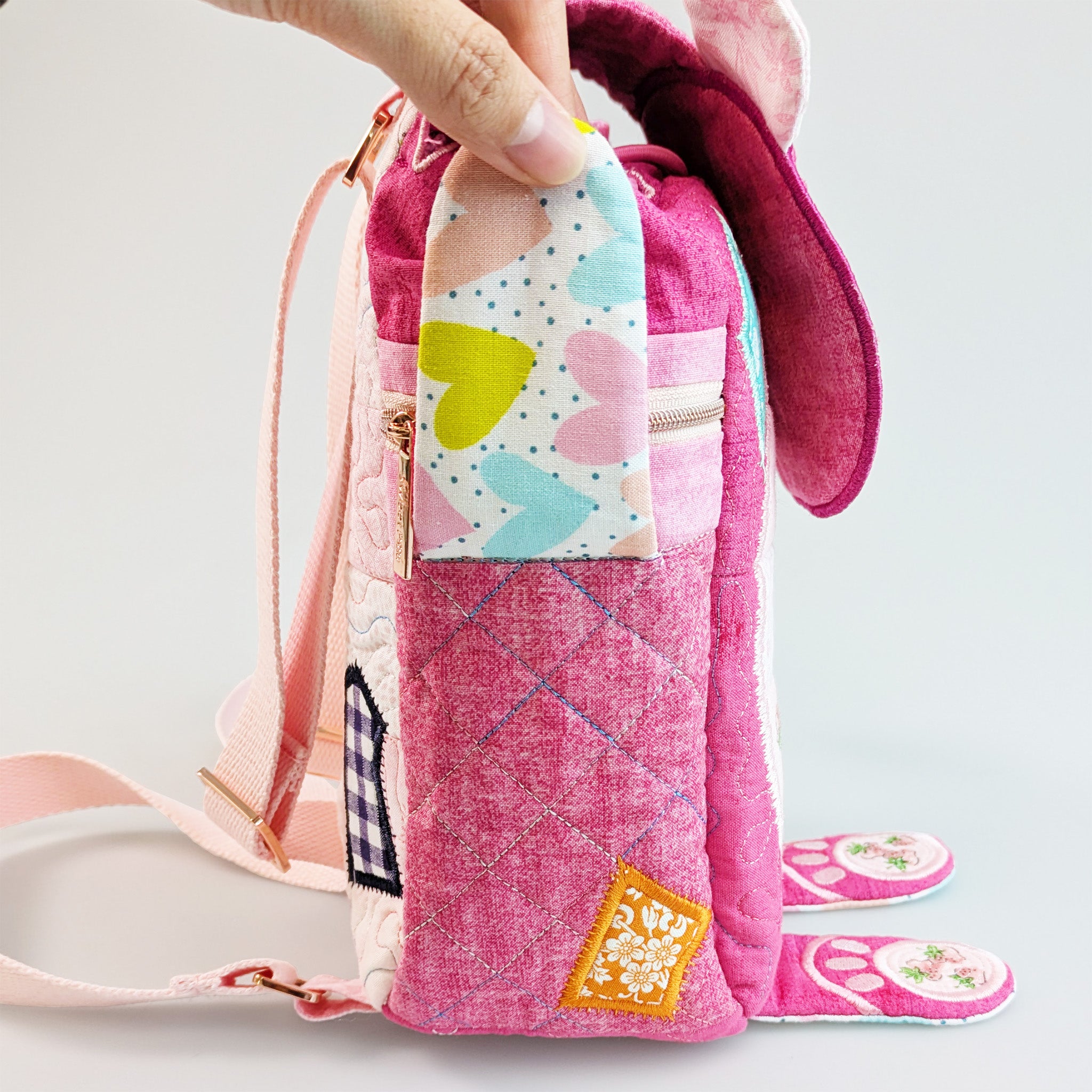 Patch the Teddy Bear Backpack In the hoop machine embroidery designs