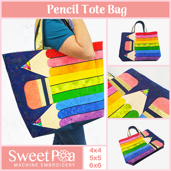 pencil tote bag ith design