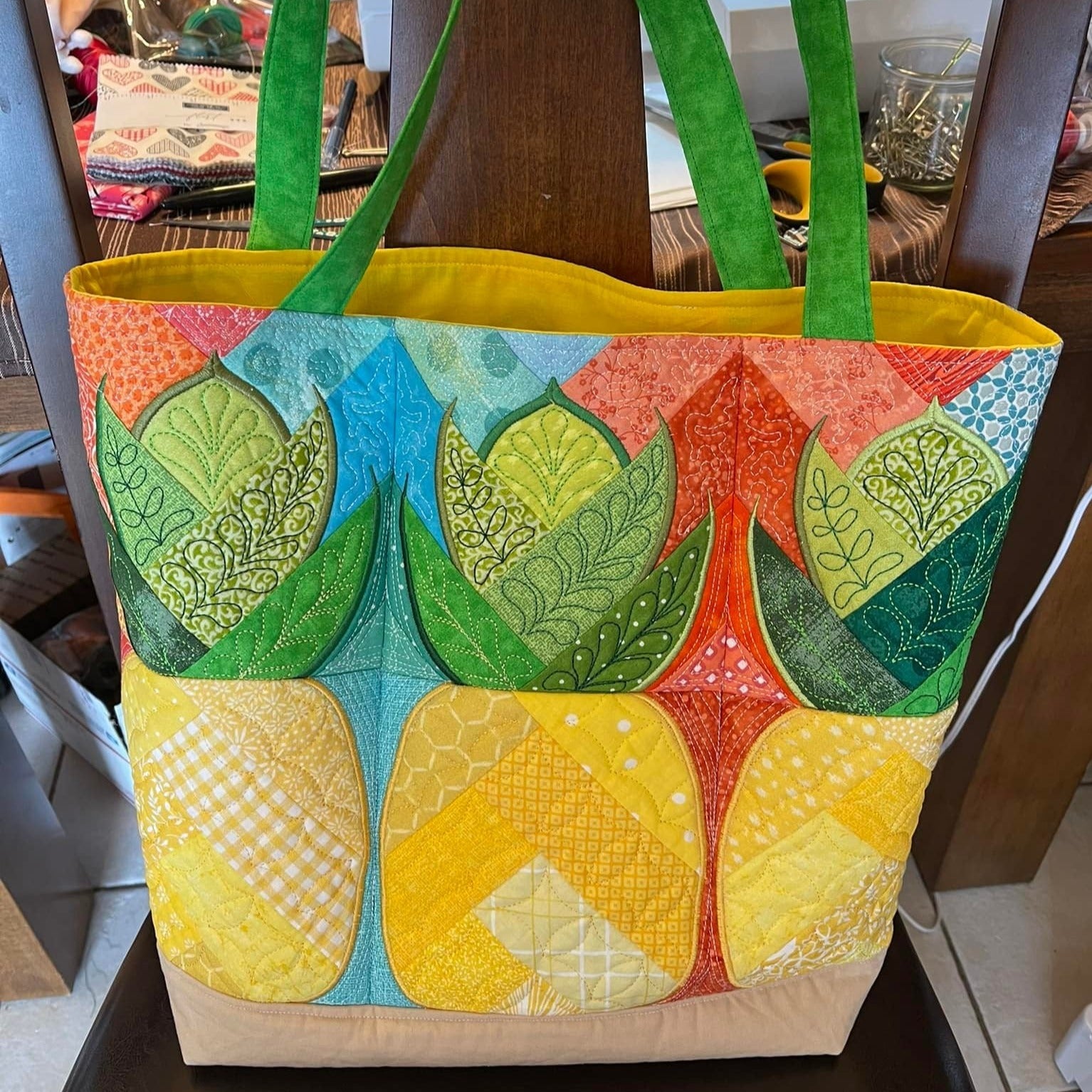 Herringbone Pineapple Blocks/Tote Bag 4x4 5x5 6x6