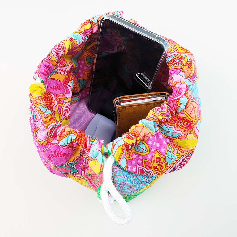 Machine Embroidery Design ITH - Petal Drawstring Gift Bag