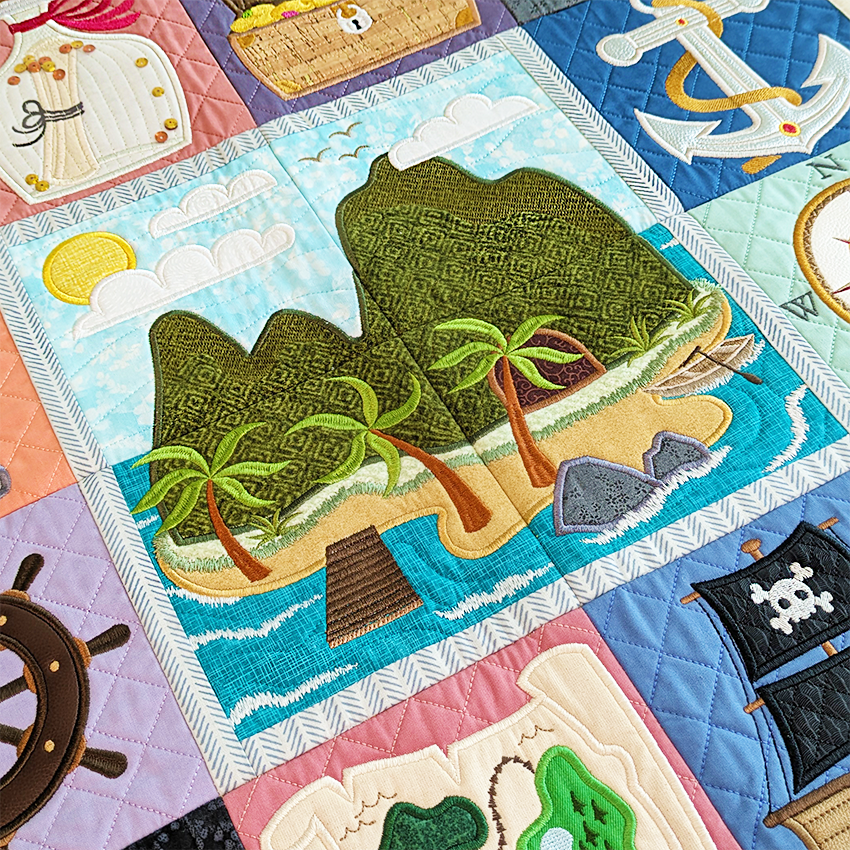 Pirate Adventure Quilt In the hoop machine embroidery designs