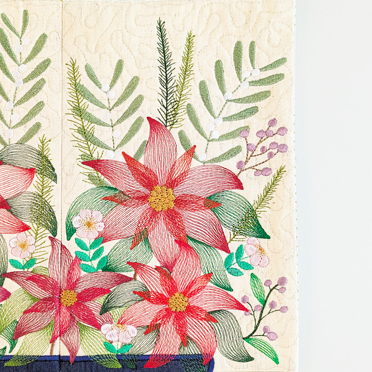 Poinsettia Potted Plant Hanger In the hoop machine embroidery designs