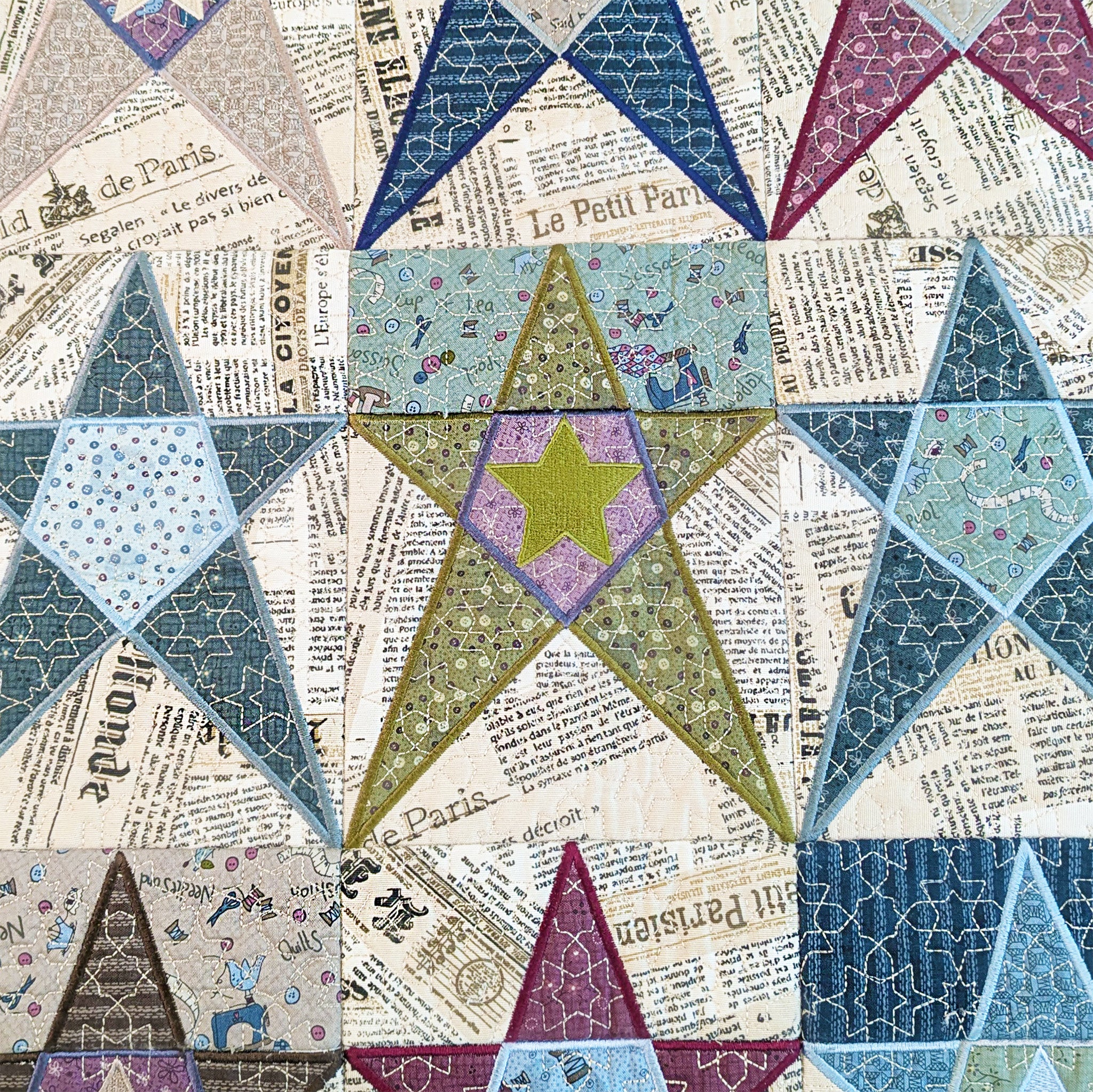In The Hoop Embroidery Design - Star Blocks & Quilt