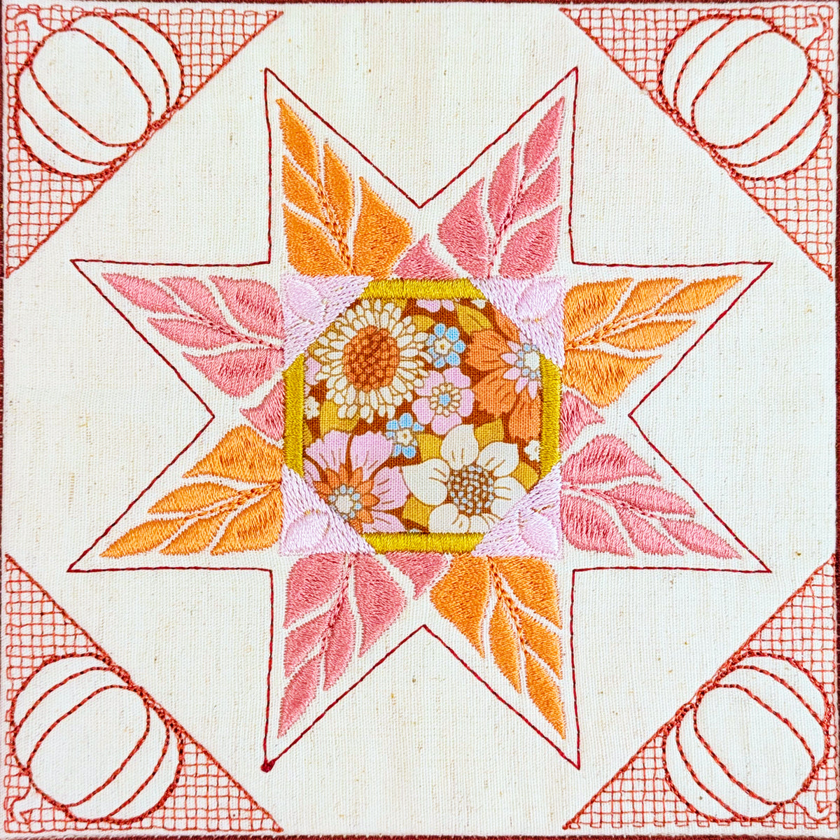 Pumpkin Star Table Centre In the hoop machine embroidery designs