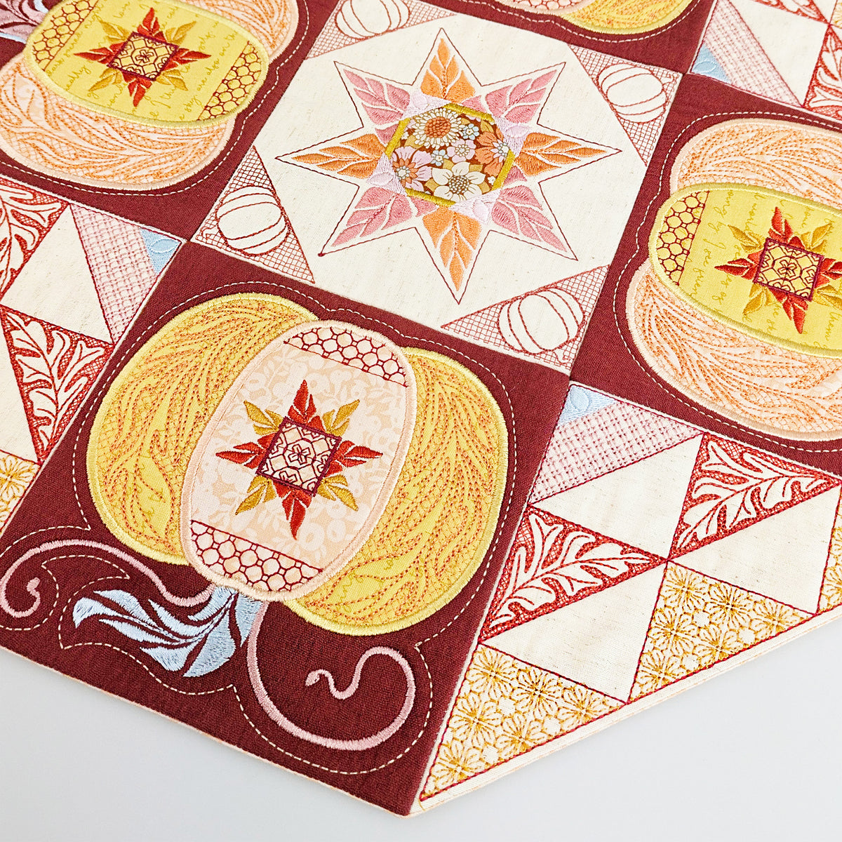 Pumpkin Star Table Centre In the hoop machine embroidery designs