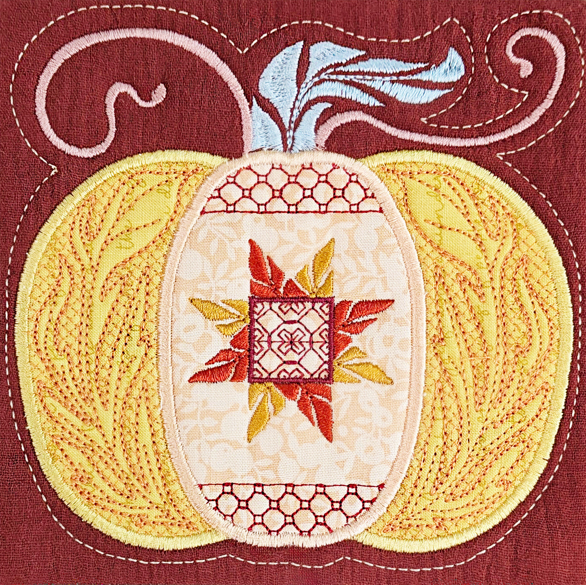 Pumpkin Star Table Centre In the hoop machine embroidery designs