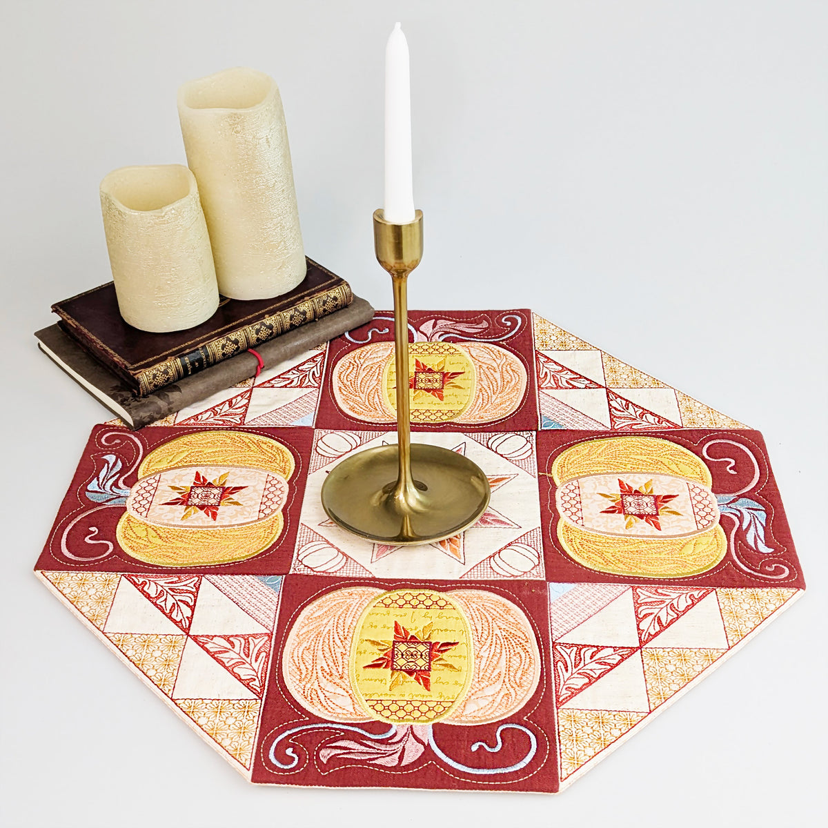 Pumpkin Star Table Centre In the hoop machine embroidery designs