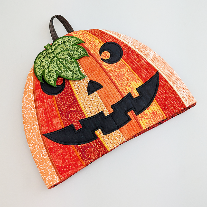 jack o lantern teapot cosy ITH design