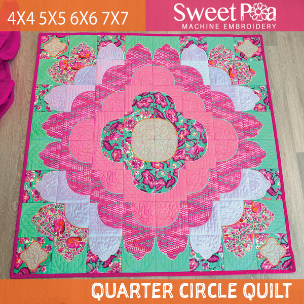 Quarter Circle Quilt 4x4 5x5 6x6 7x7 - Sweet Pea In The Hoop Machine Embroidery Design