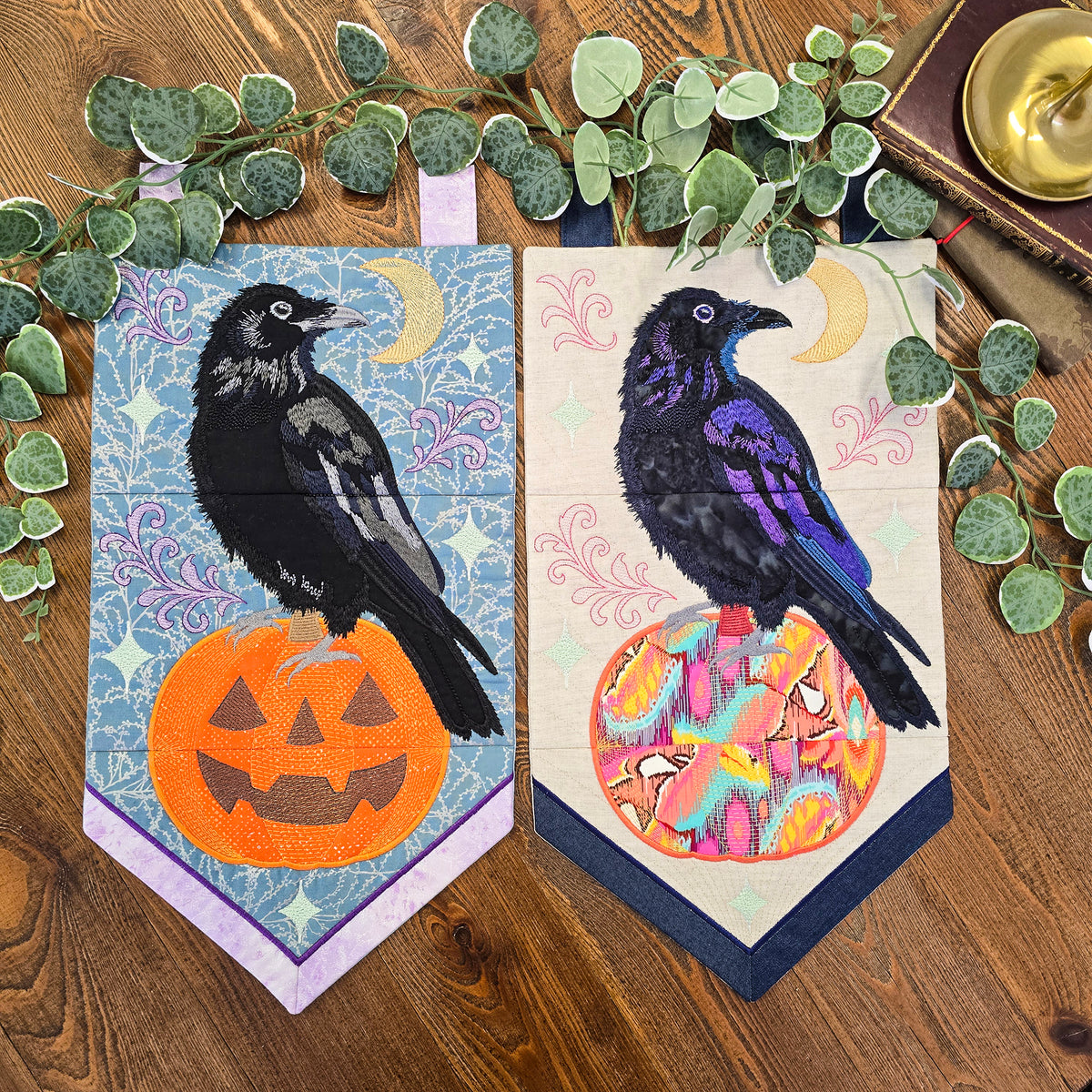 Raven Pumpkin Hanger In the hoop machine embroidery designs