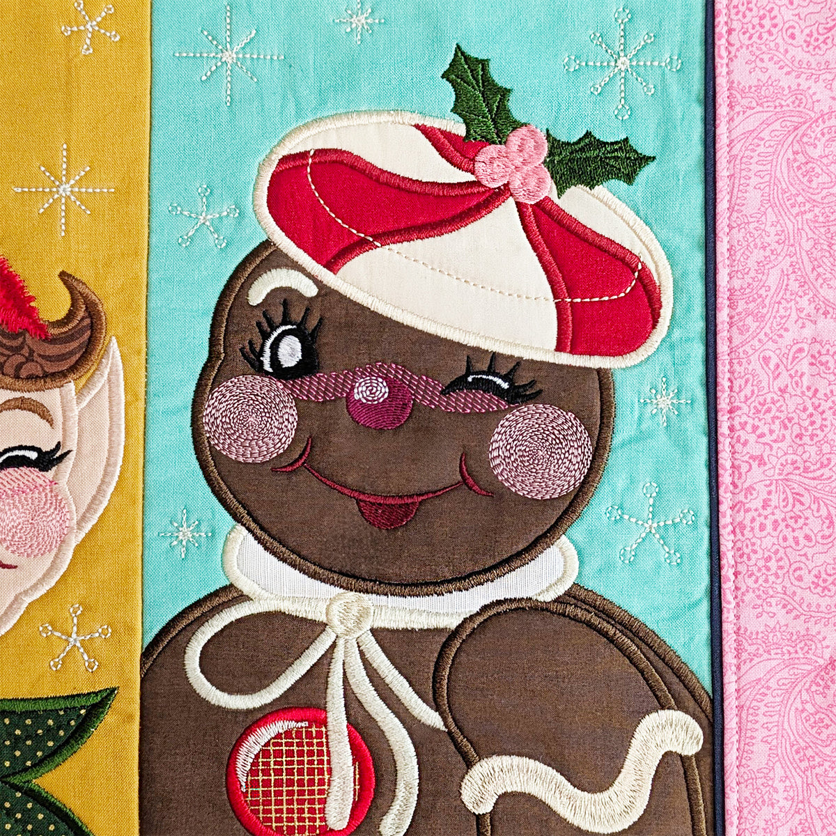 Retro Christmas Characters Table Runner In the hoop machine embroidery designs