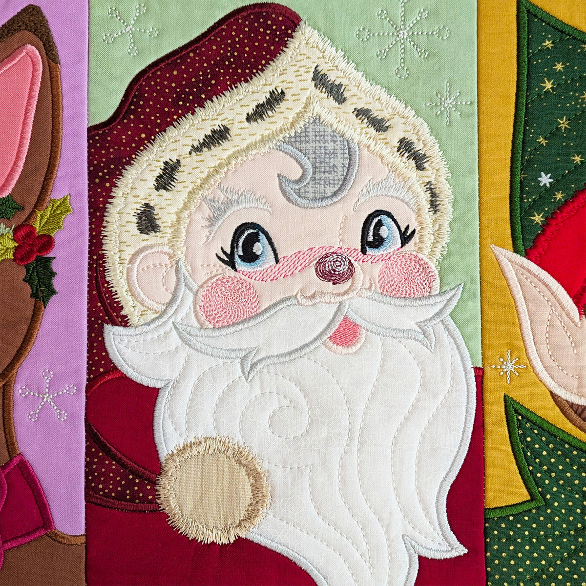 Retro Christmas Characters Table Runner In the hoop machine embroidery designs