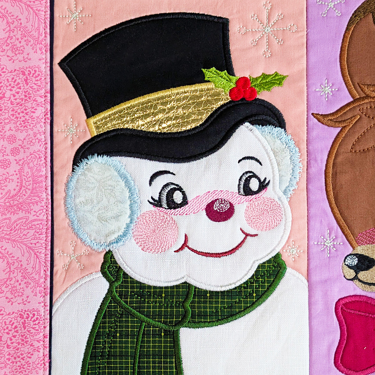 Retro Christmas Characters Table Runner In the hoop machine embroidery designs