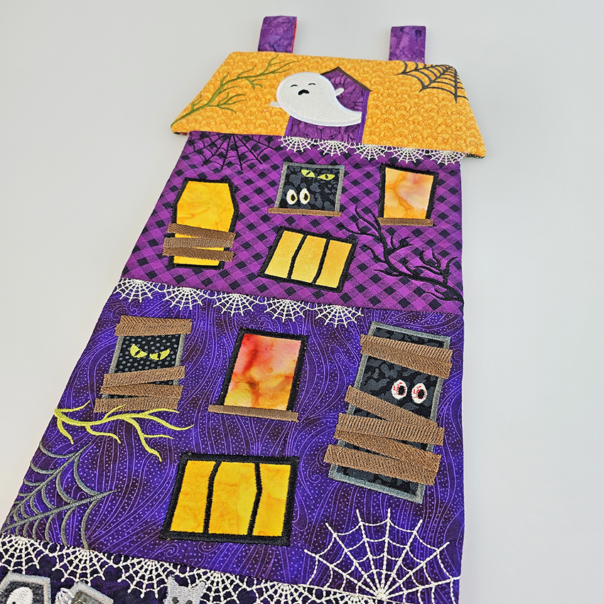 Reversible Halloween Christmas House Hanger close up 4