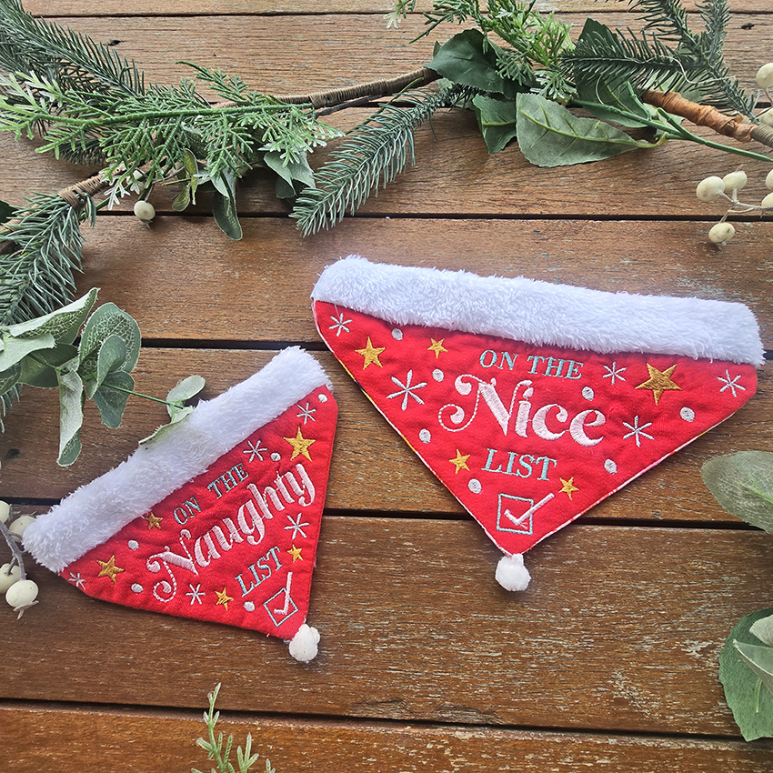 Naughty or Nice Christmas Pet Bandanas