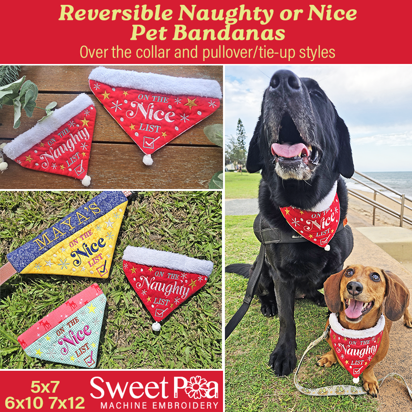 Naughty or Nice Christmas Pet Bandanas