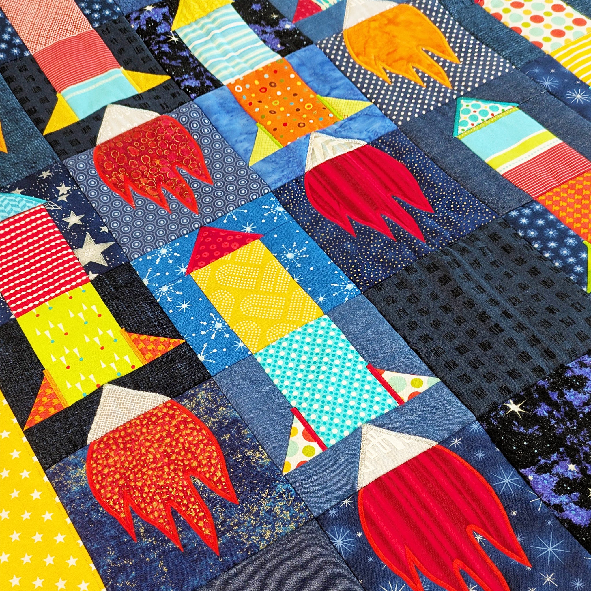 Rocket Quilt and Blocks In the hoop machine embroidery designs