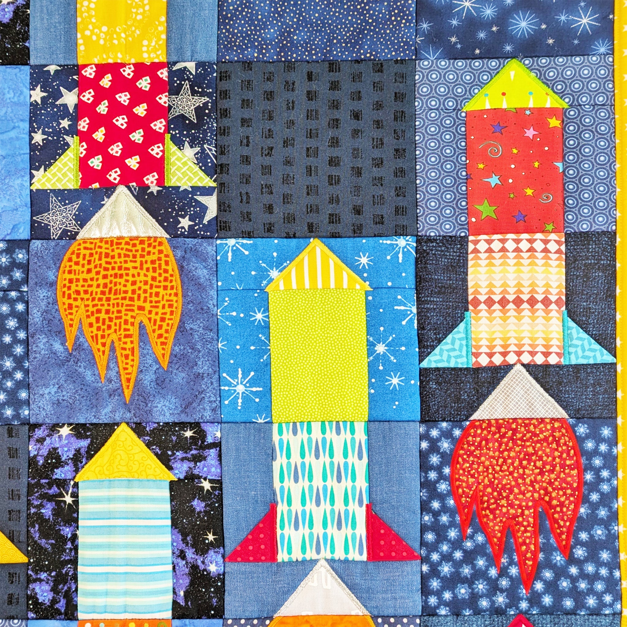 Rocket Quilt and Blocks In the hoop machine embroidery designs