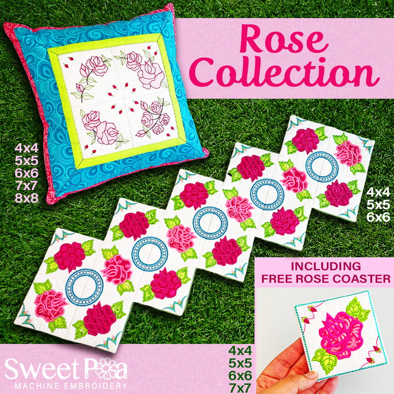 Rose Collection - Sweet Pea In The Hoop Machine Embroidery Design