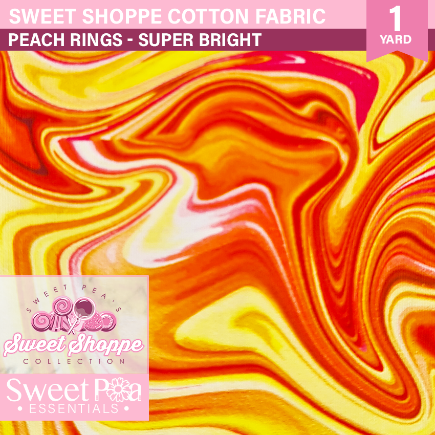 Sweet Shoppe SUPER BRIGHTS - Yard on a Card - PEACH RINGS In the hoop machine embroidery designs