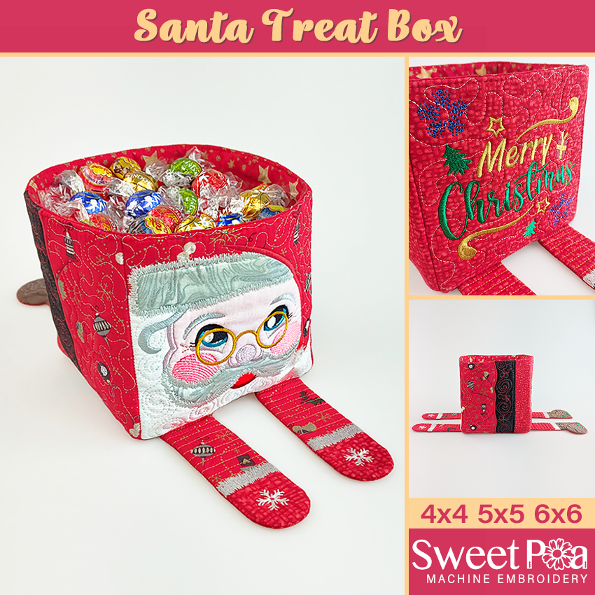 Santa Treat Box 4x45x56x6 In The Hoop design