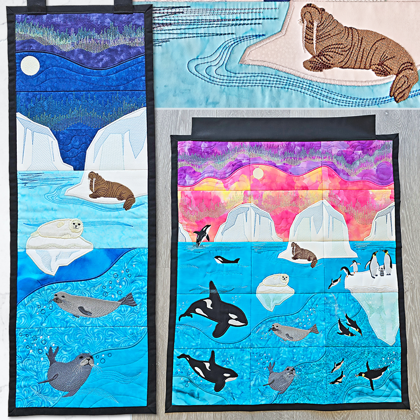Seal Scene Hanger In the hoop machine embroidery designs