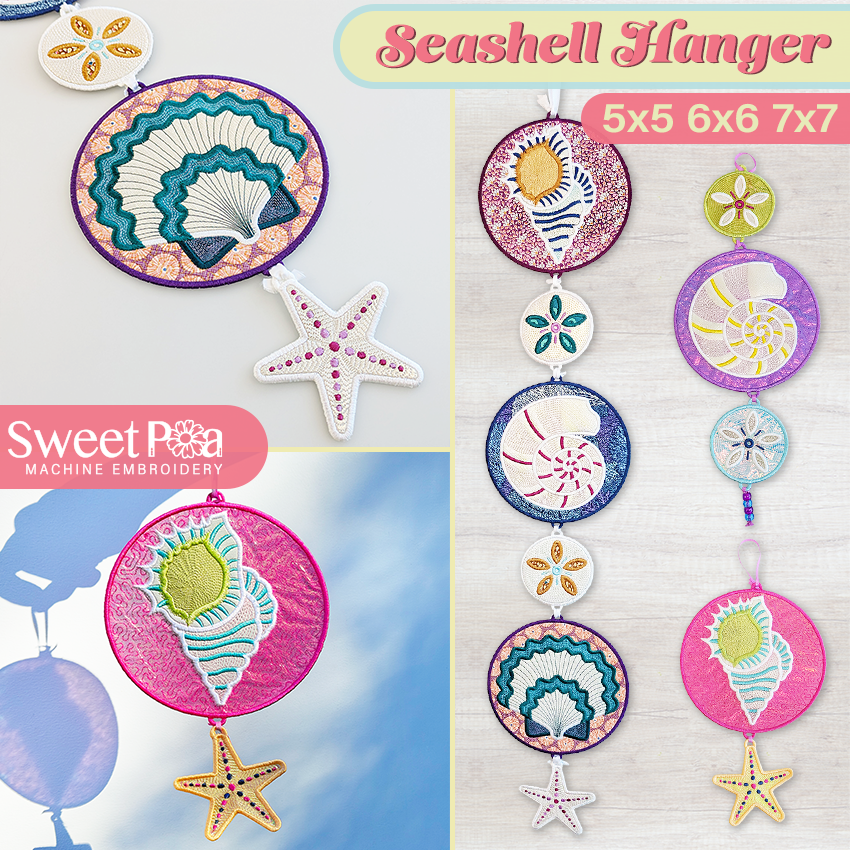 Seashell Hanger ITH Design - Sun Catcher or Home Decor