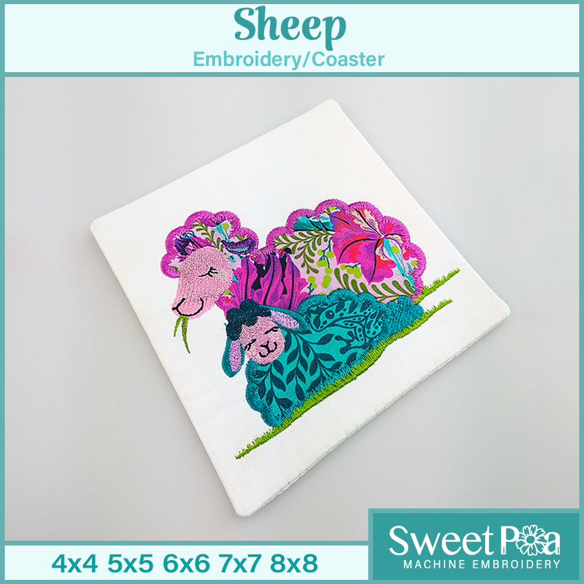 Sheep Embroidery or Coaster