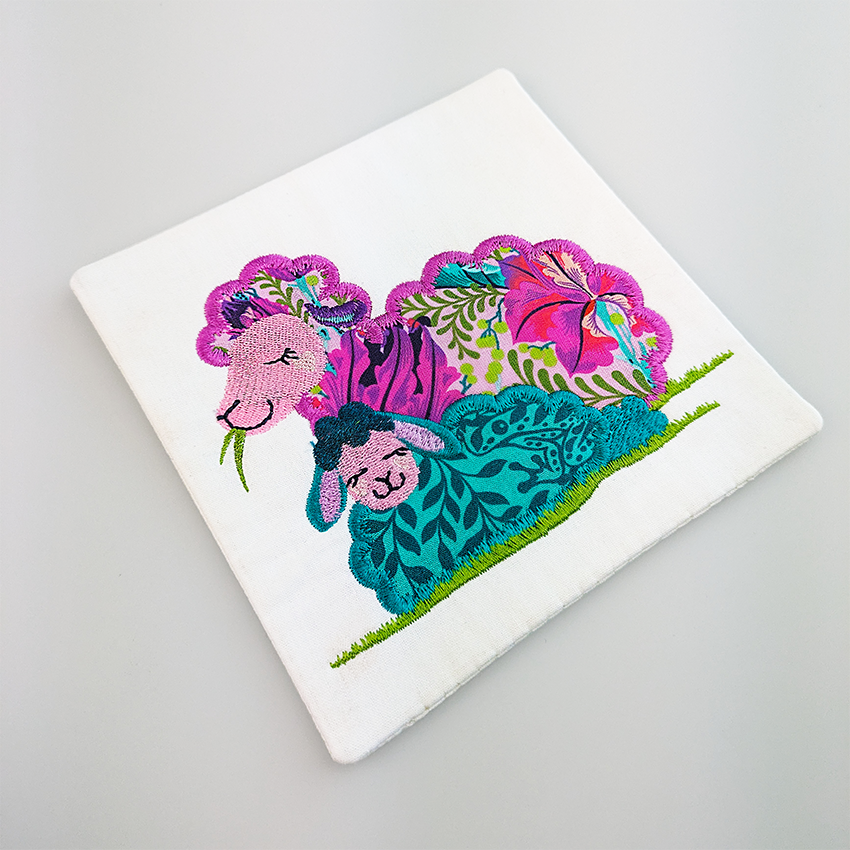 Sheep Embroidery or Coaster