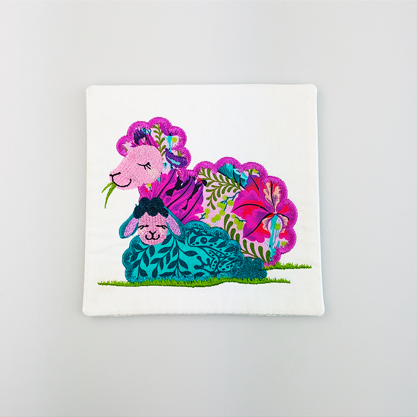 Sheep Embroidery or Coaster