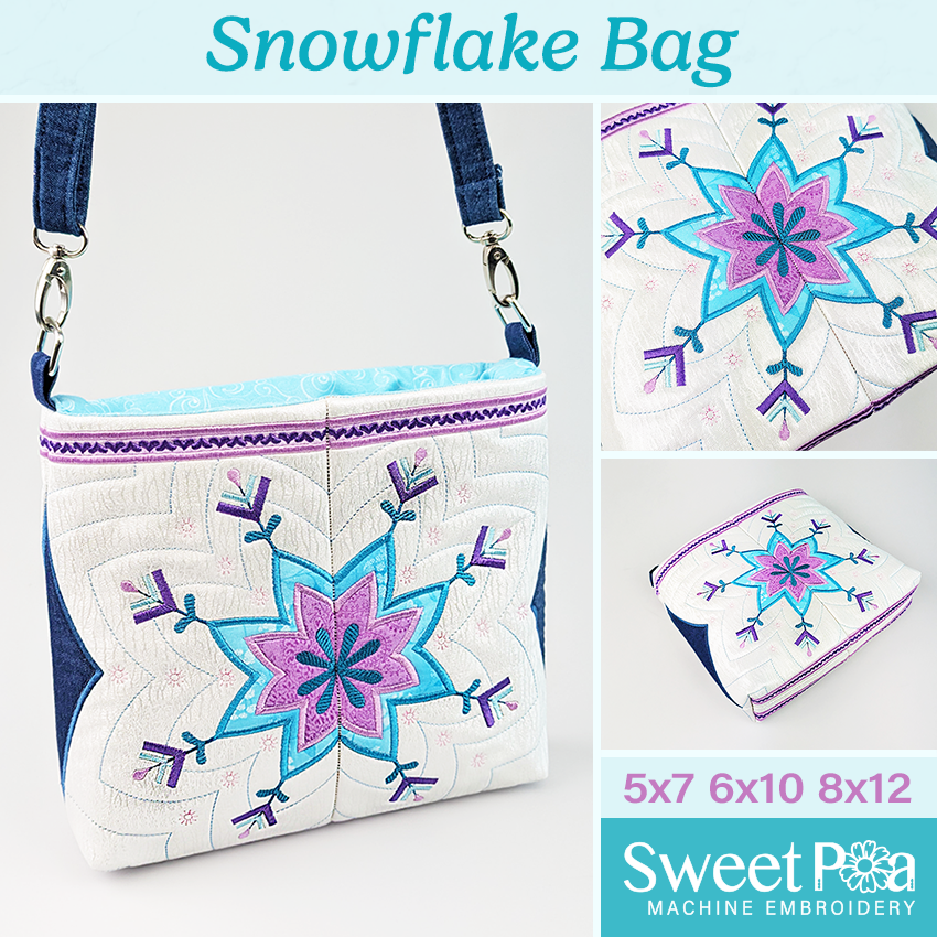 Snowflake Bag 5x7 6x10 8x12 In The Hoop Design