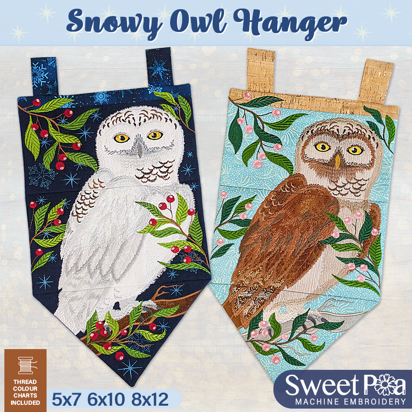 Snowy Owl Hanger In the hoop machine embroidery designs