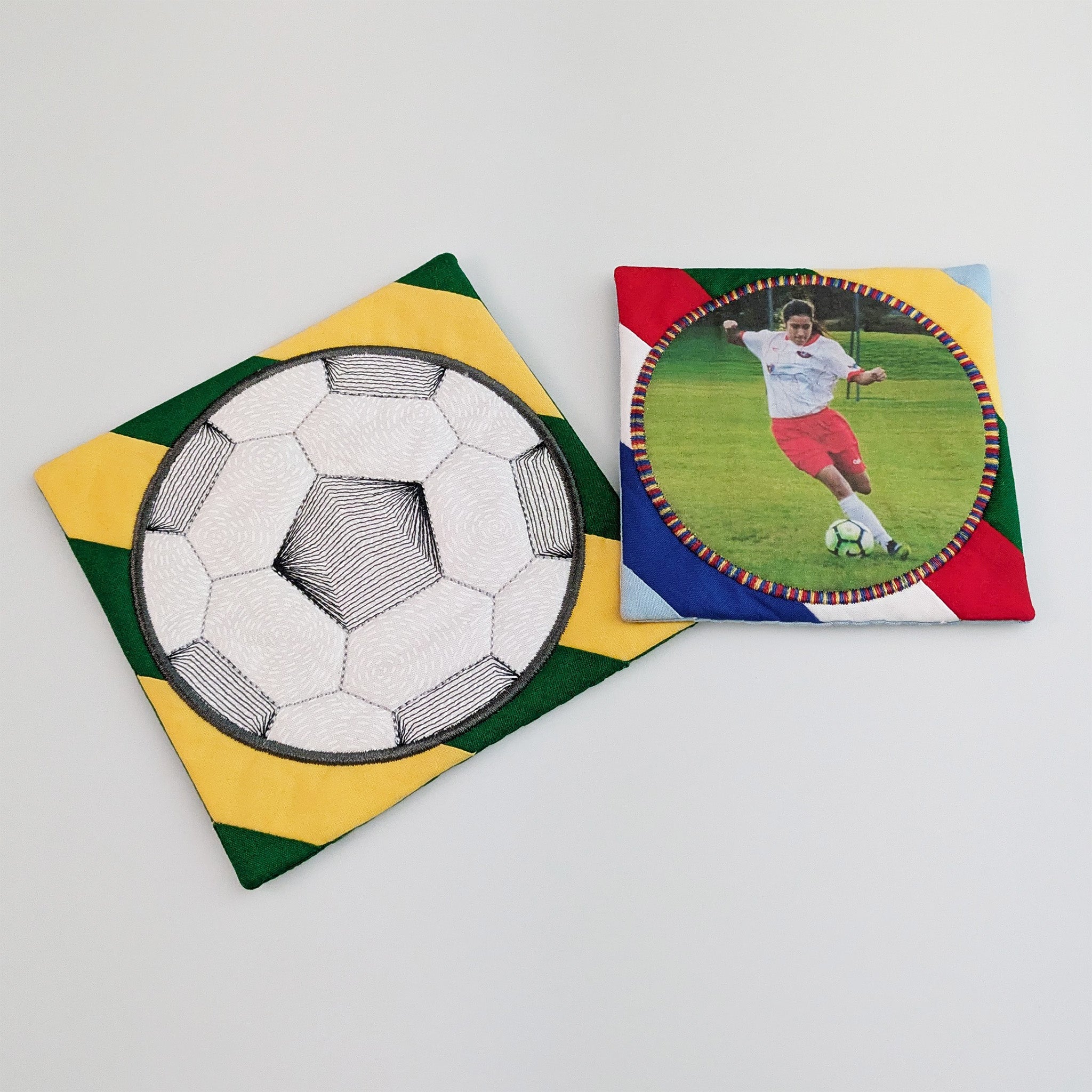 Soccer Ball Coaster In the hoop machine embroidery designs