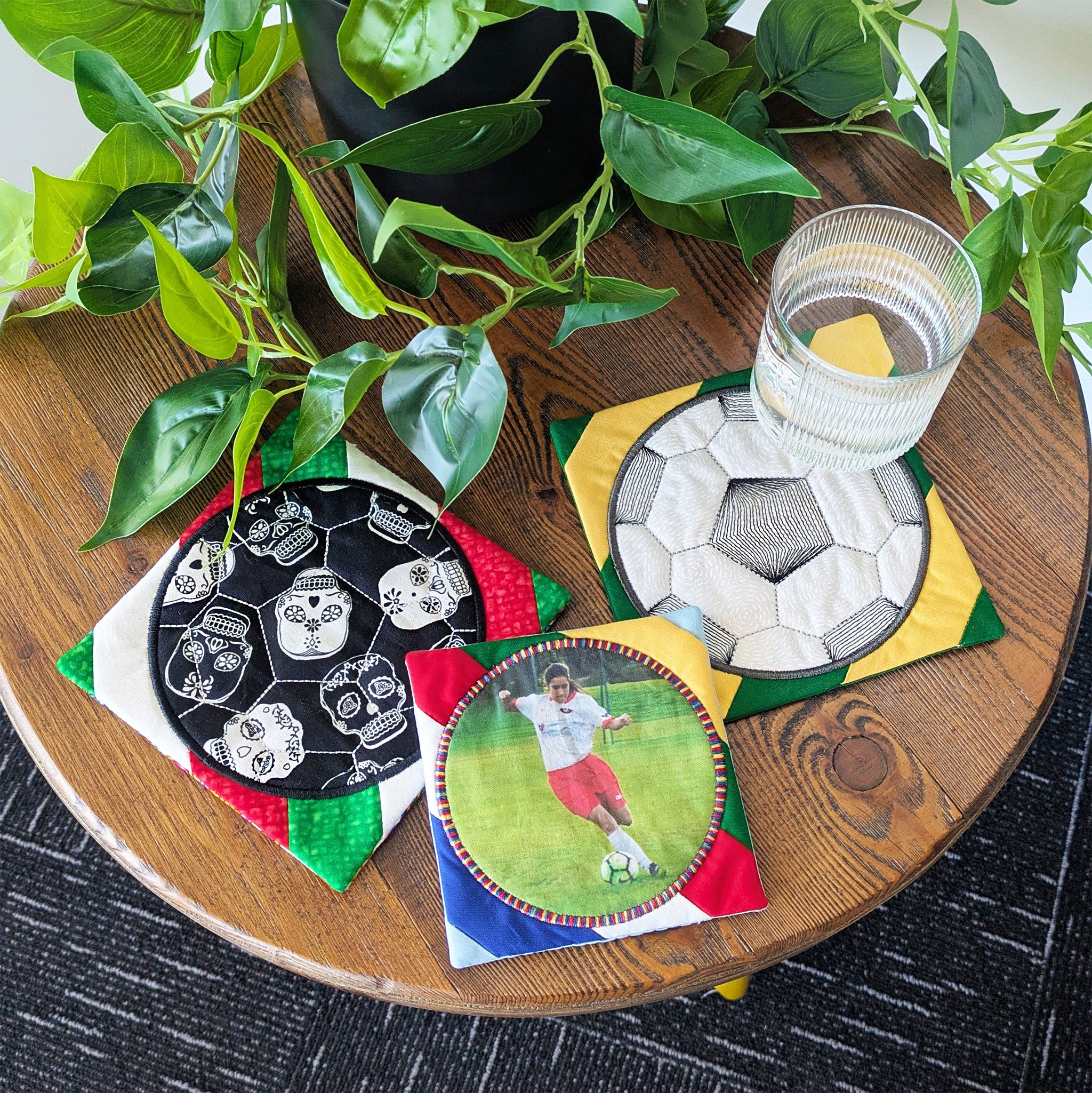 Soccer Ball Coaster In the hoop machine embroidery designs