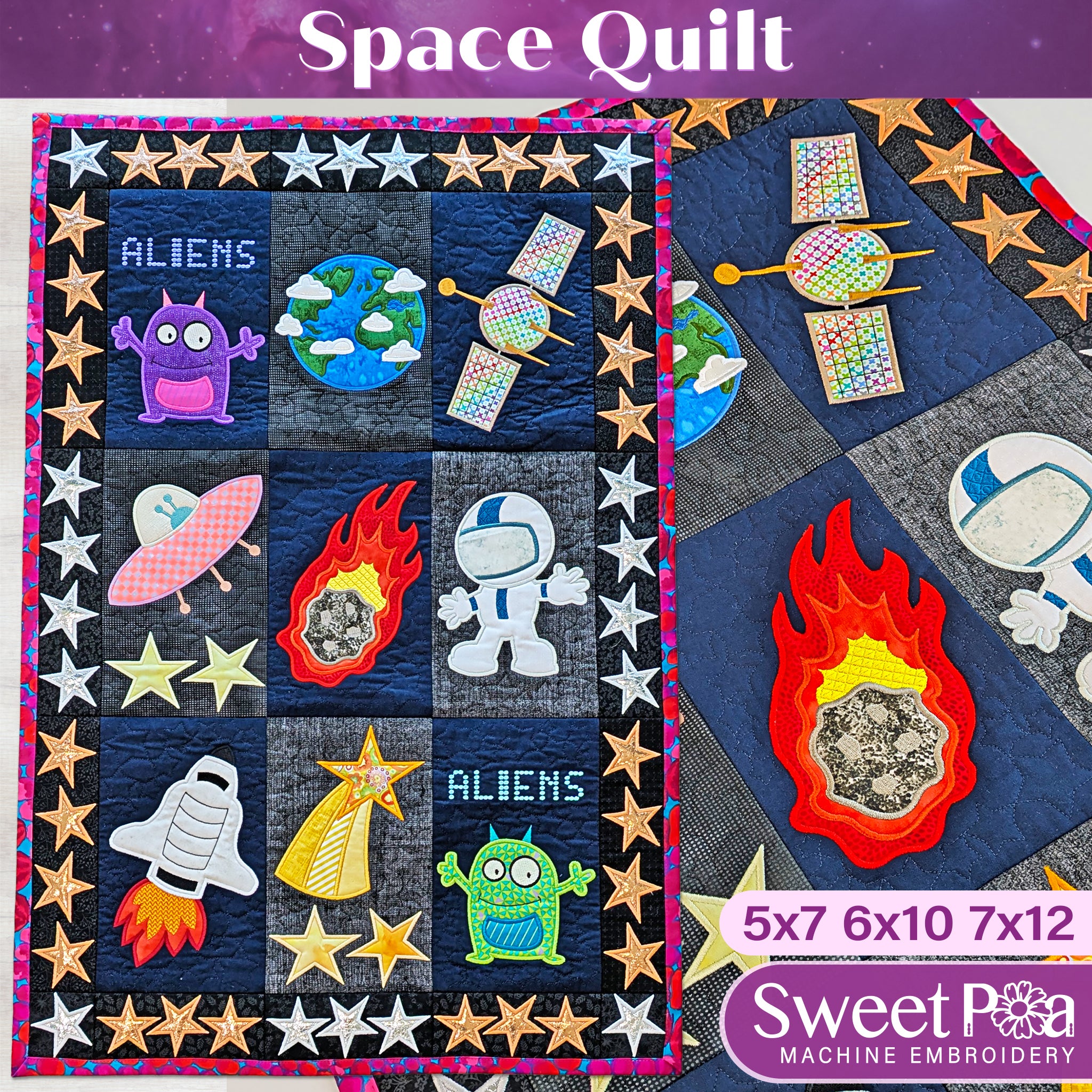 Space Quilt In the hoop machine embroidery designs