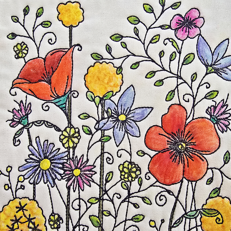 Machine Embroidery Projects - Spring Flowers Redwork