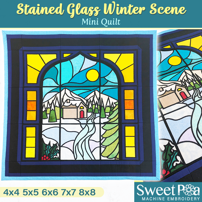 Stained Glass Winter Scene Mini Quilt