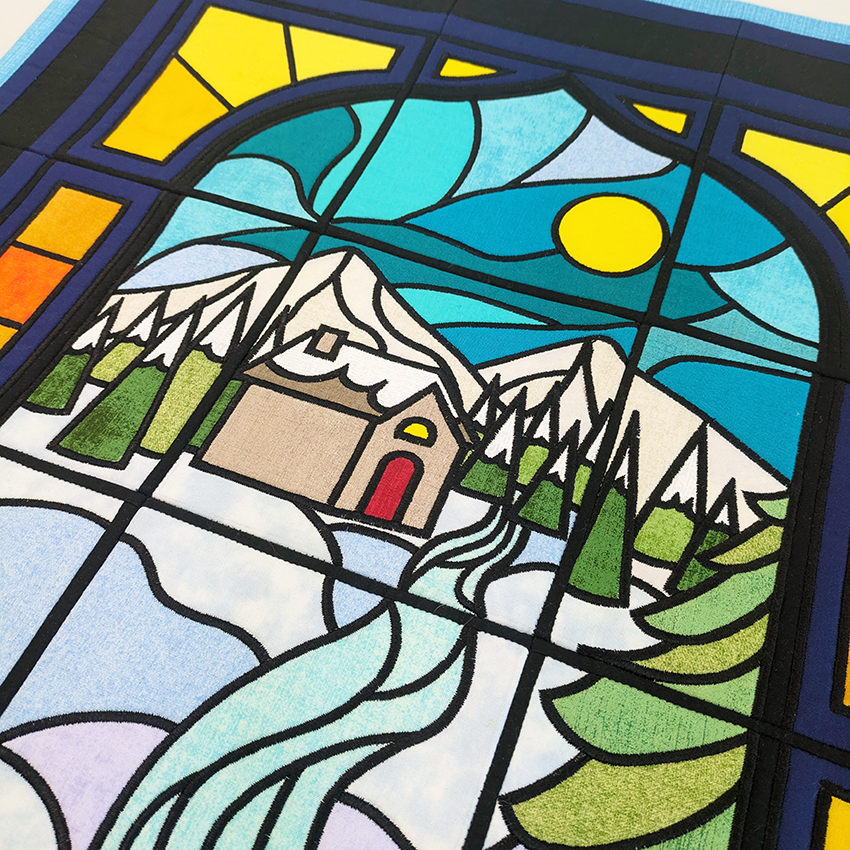 Stained Glass Winter Scene Mini Quilt