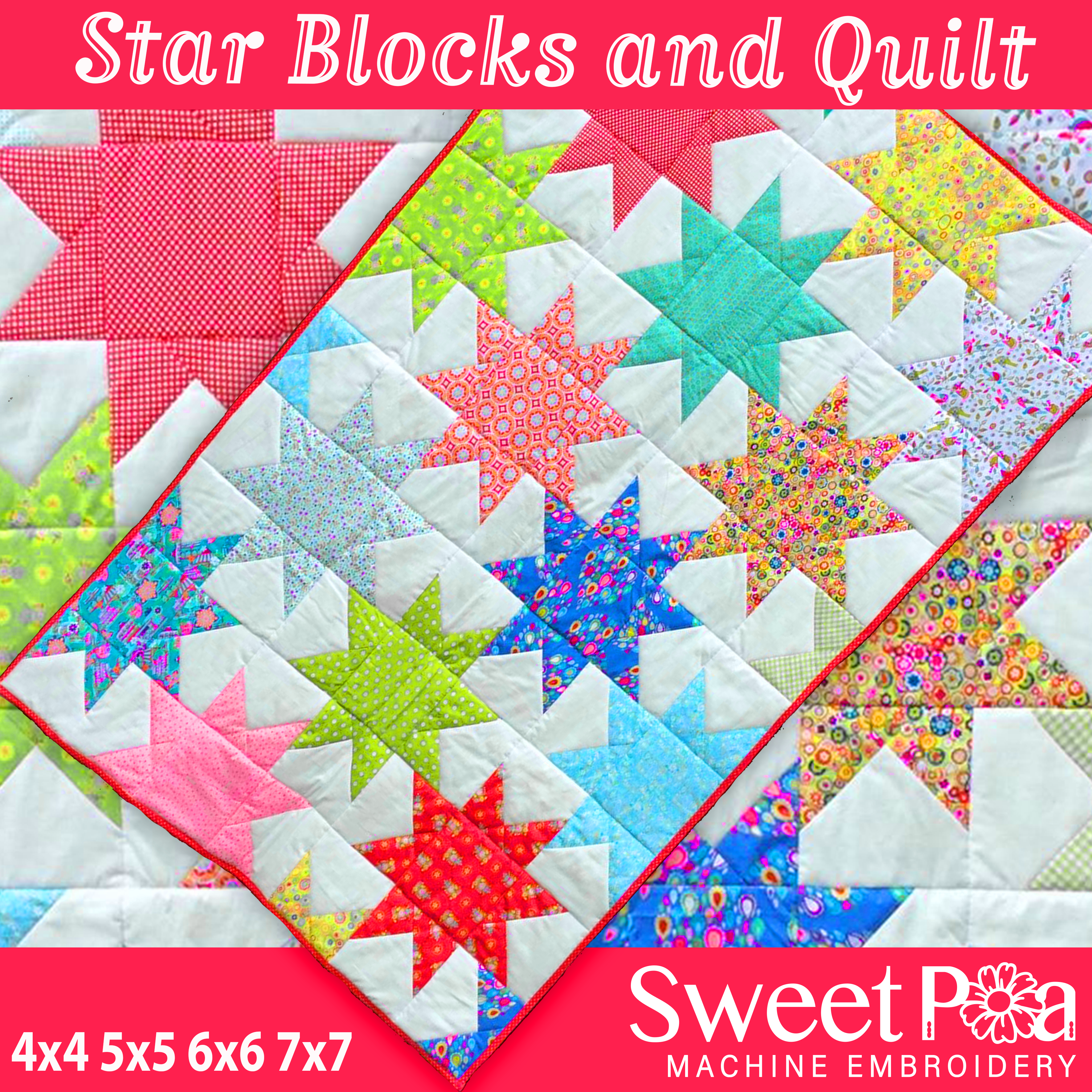 Star Blocks and Quilt 4x4 5x5 6x6 7x7