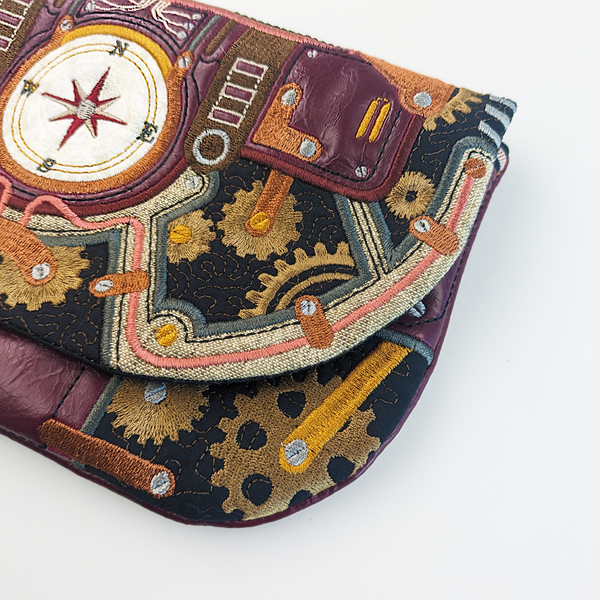 steampunk clutch embroidery details 3