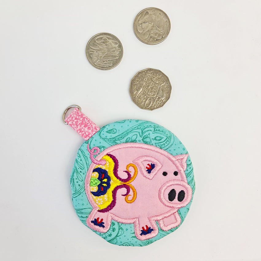 Folk Art Pig Purse 4x4 5x5